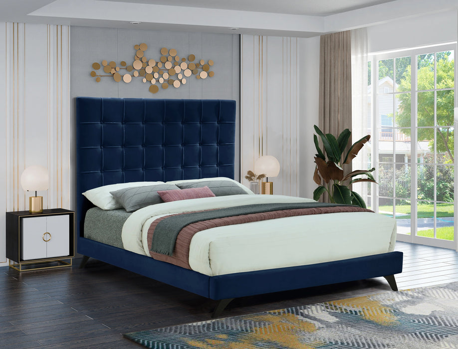 Elly Navy Velvet King Bed