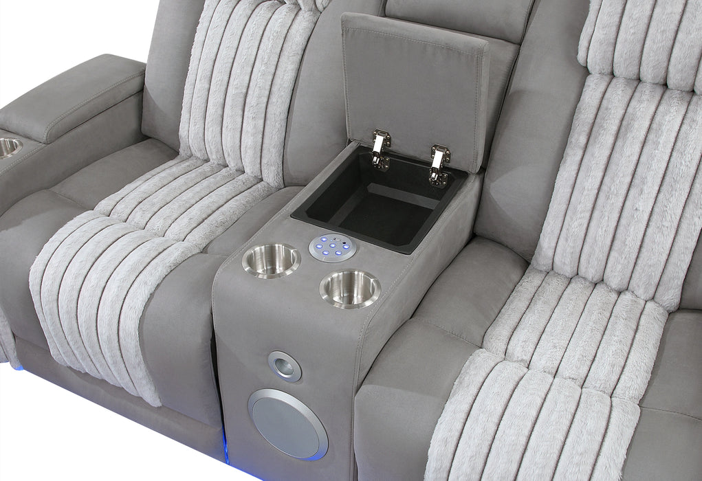 U8000 Grey Pwr Rec Sofa/Pwr Console Rec Loveseat W/PHR