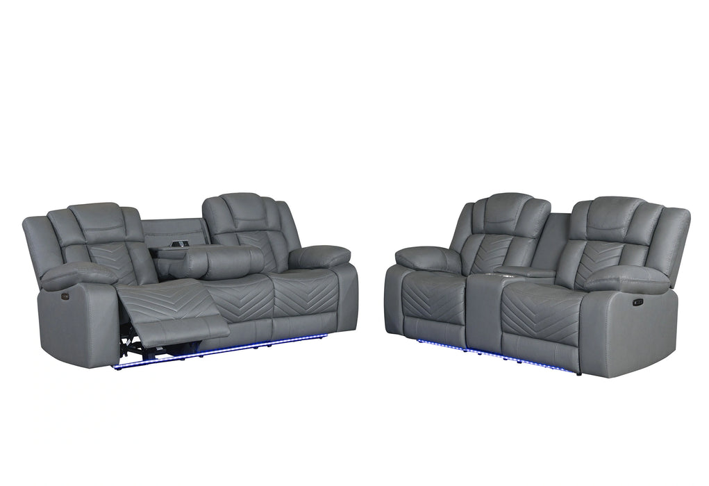 U7068 Grey 10 Pwr Rec Sofa/Pwr Console Rec Loveseat/Pwr Recliner W/LED