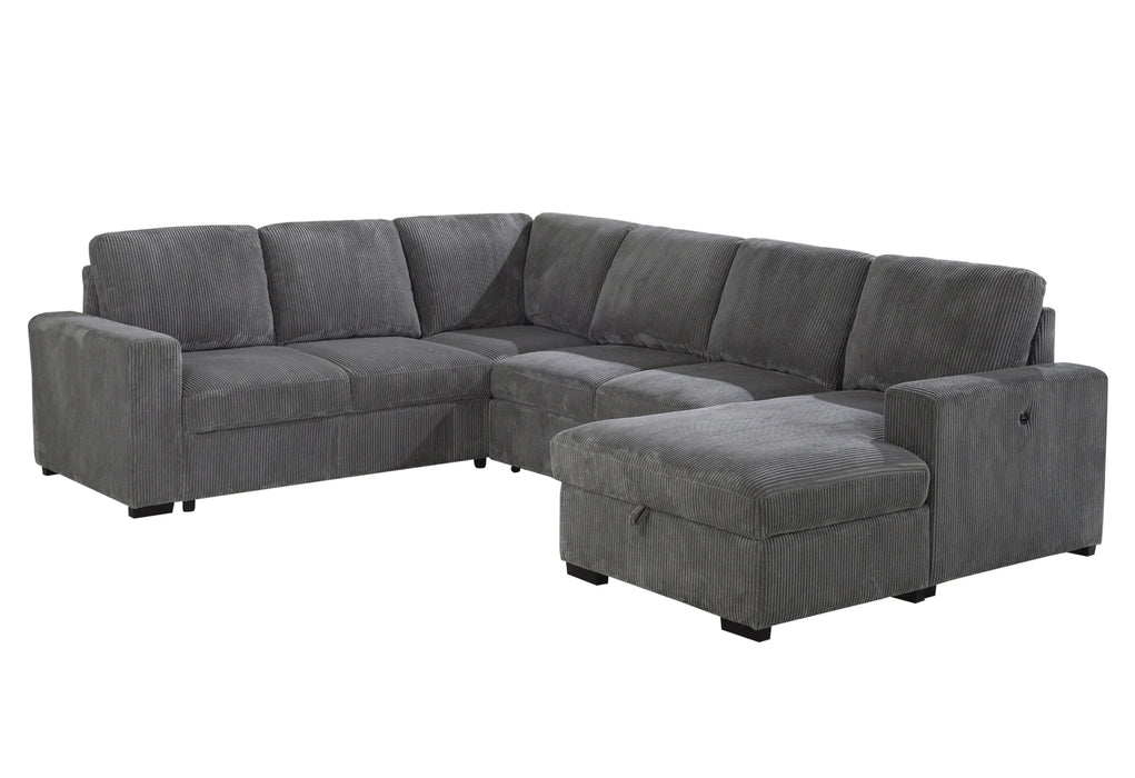 U2660 Grey Sectional W/Pull Out Sofa Bed