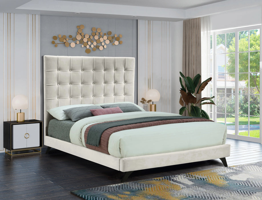 Elly Cream Velvet King Bed
