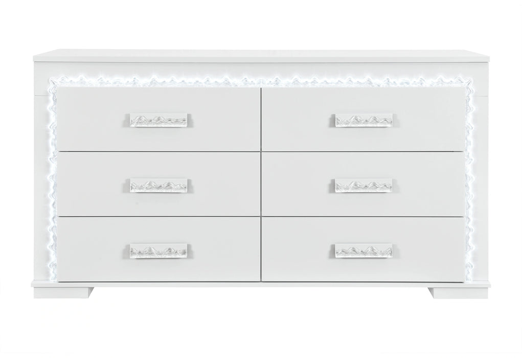Naomi Silver Marble Dresser with LED