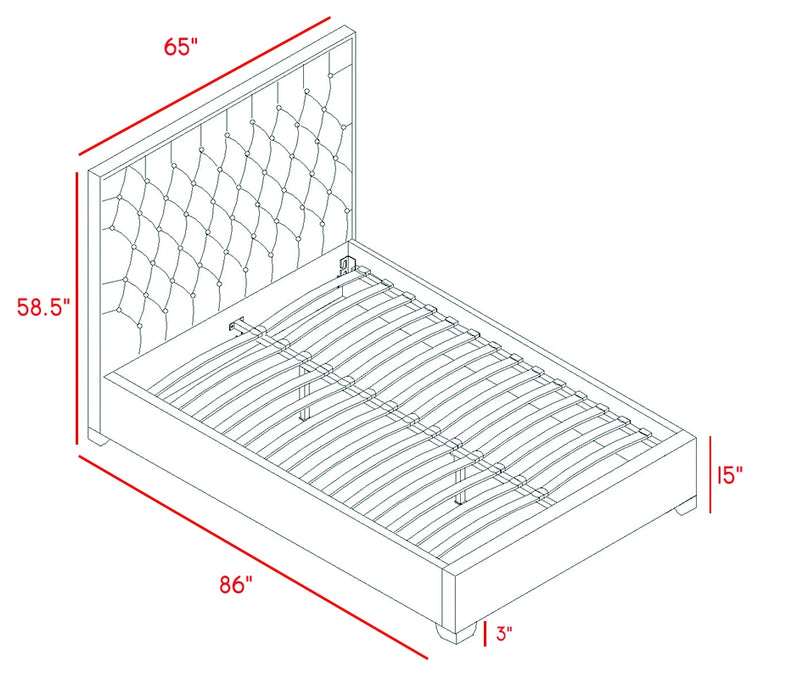 Lexi Grey Velvet Queen Bed