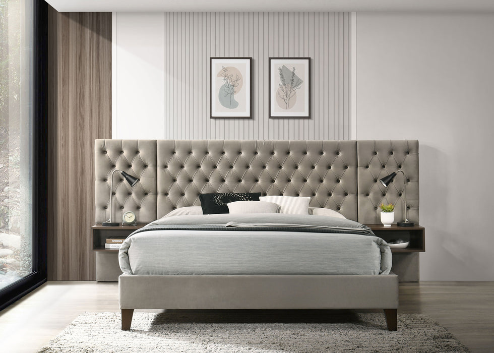 Marley Wall Panel Platform Bed with Attached Nightstands