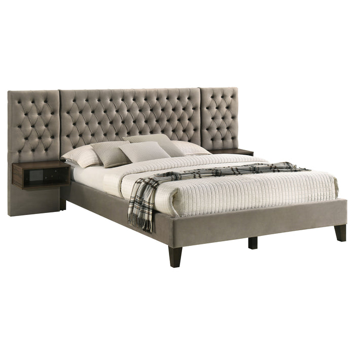 Marley Wall Panel Platform Bed with Attached Nightstands