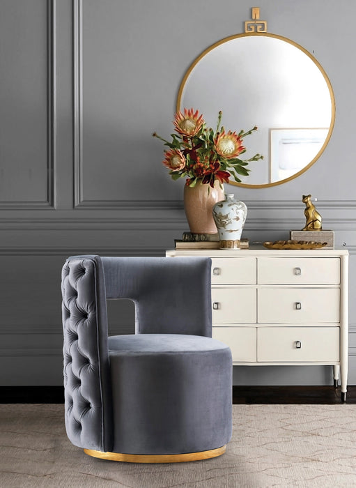 Theo Grey Velvet Accent Chair