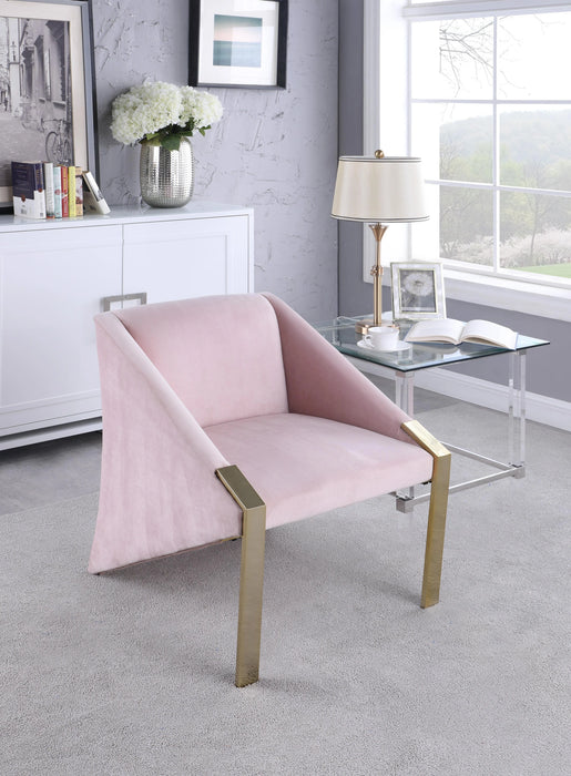 Rivet Pink Velvet Accent Chair