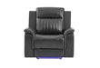 U8879 Charcoal Pwr Rec Sofa/Pwr Con Rec Loveseat W/LED & Gl Ss