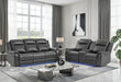 U8879 Charcoal Pwr Rec Sofa/Pwr Con Rec Loveseat W/LED & Gl Ss