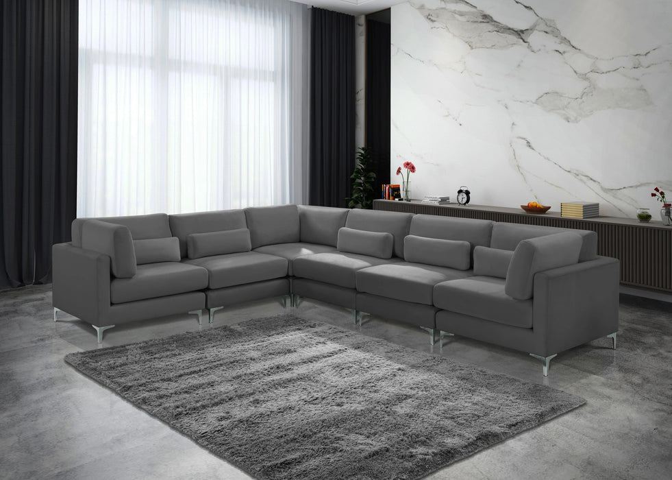 Julia Grey Velvet Modular Sectional (6 Boxes)