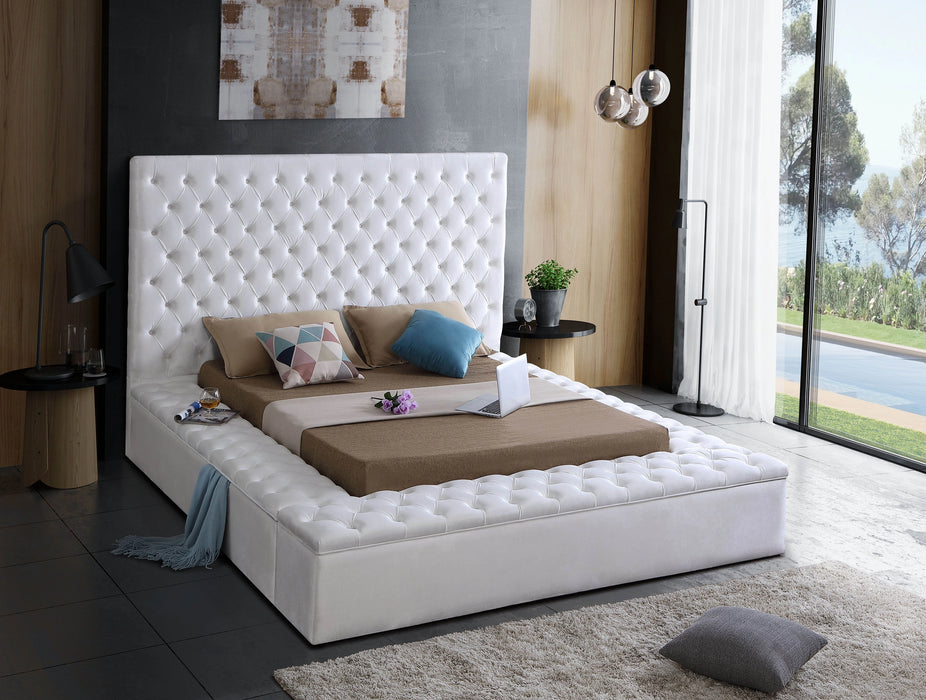 Bliss White Velvet Full Bed (3 Boxes)