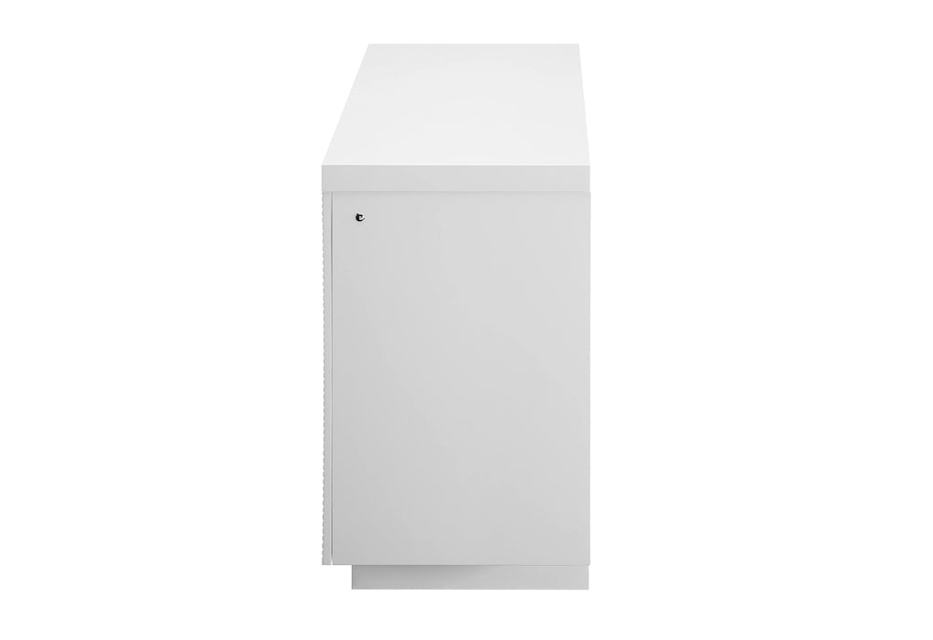 Aileen White 66" Ent Unit with LED, Speakers, Crystal and Pop-Up Doors