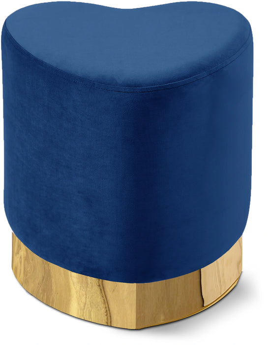 Heart Navy Velvet Ottoman/Stool