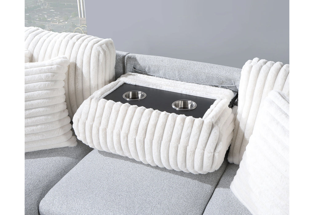 U0204 Light Grey/White Reversible Pull Out Sofa Bed