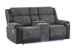 U5915 Grey/Black Console Rec Loveseat W/Immersive Sound & Blue LED