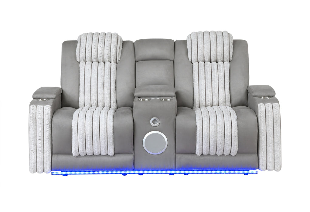 U8000 Pwr Console Rec Loveseat with PHR, LED and Speaker