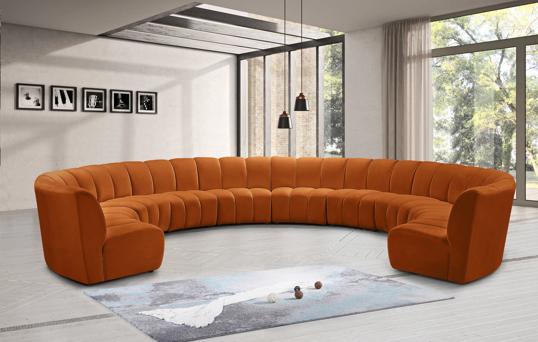 Infinity Cognac Velvet 10pc. Modular Sectional