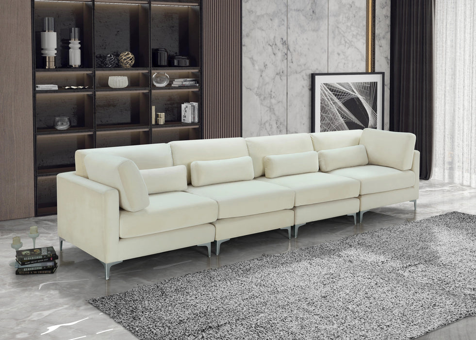 Julia Cream Velvet Modular Sofa (4 Boxes)