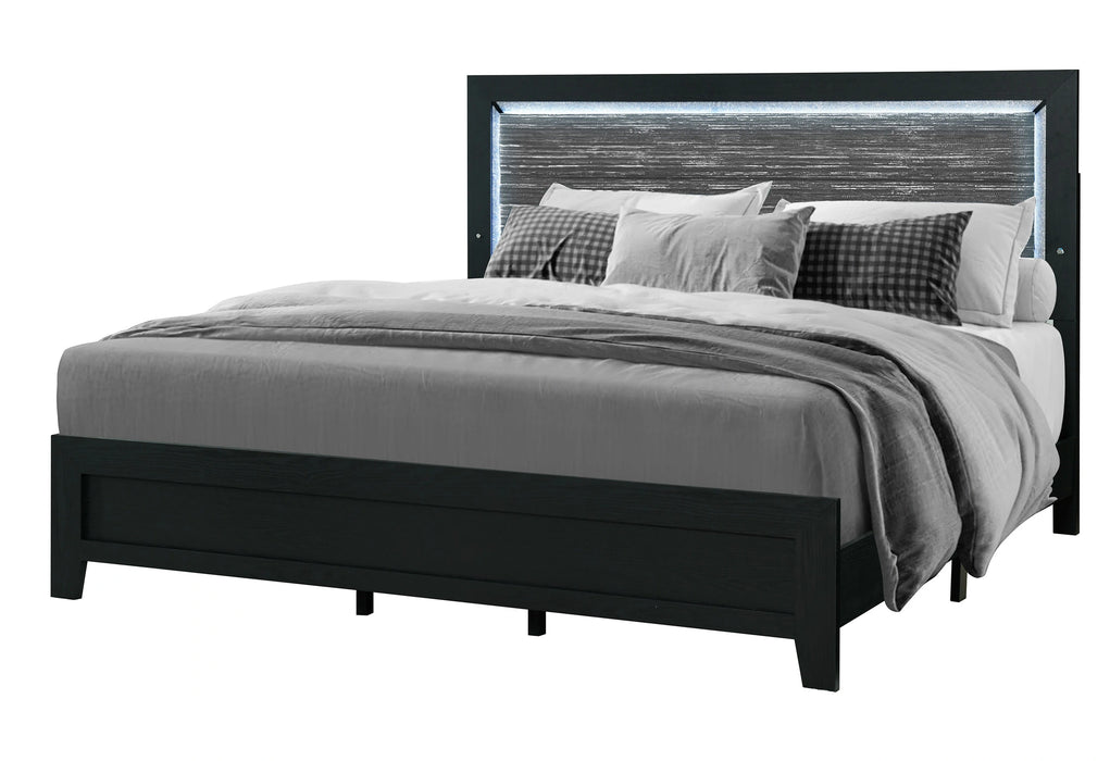 Reid Black Bed with LED