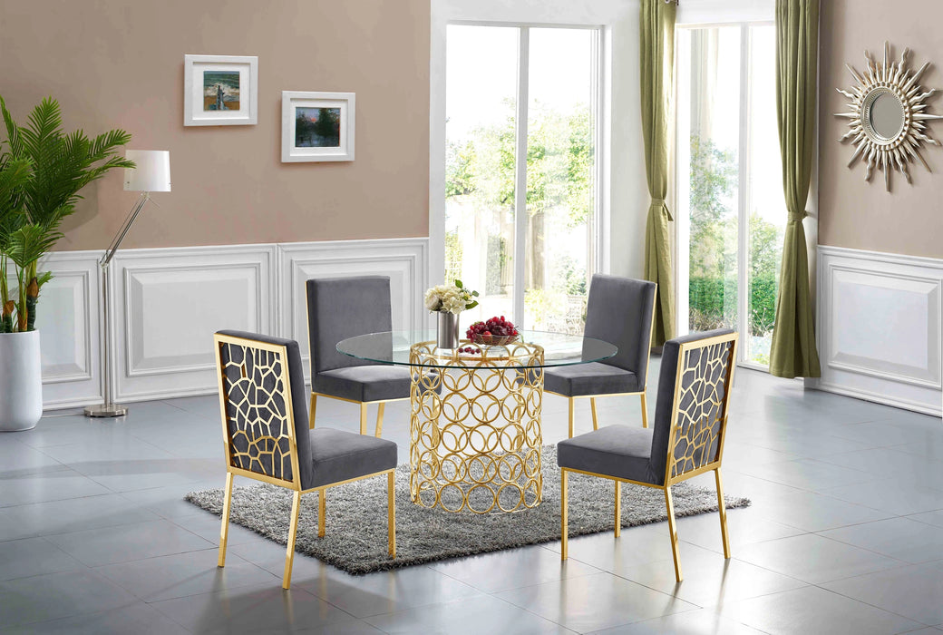 Opal Grey Velvet Dining Chair