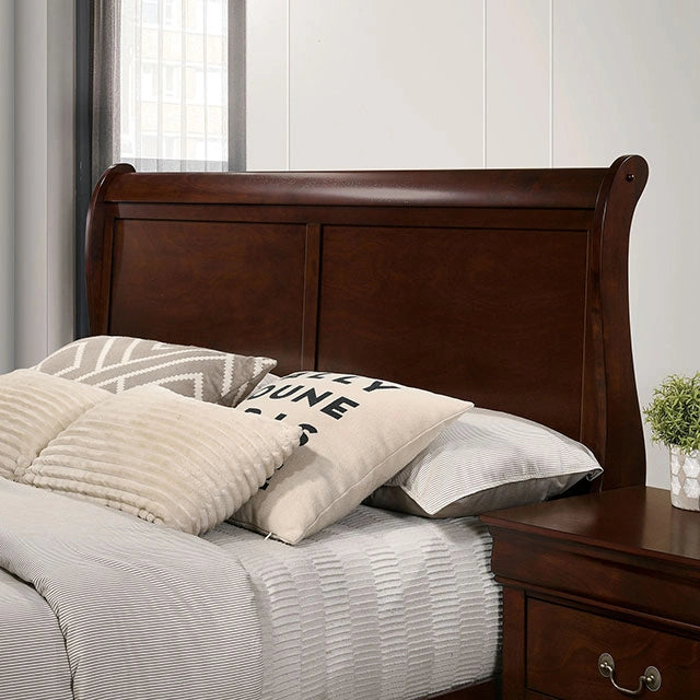 Louis Philippe E.King Bed Black, Cherry, & Gray