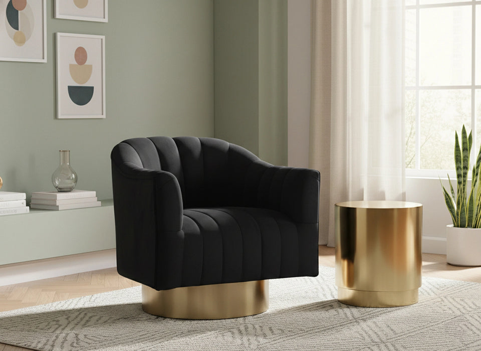 Farrah Black Velvet Accent Chair