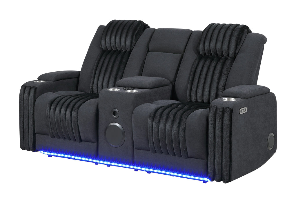U8000 Pwr Console Rec Loveseat with PHR, LED and Speaker