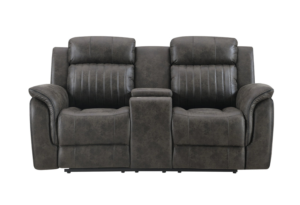 U8517 Grey Console Reclining Loveseat