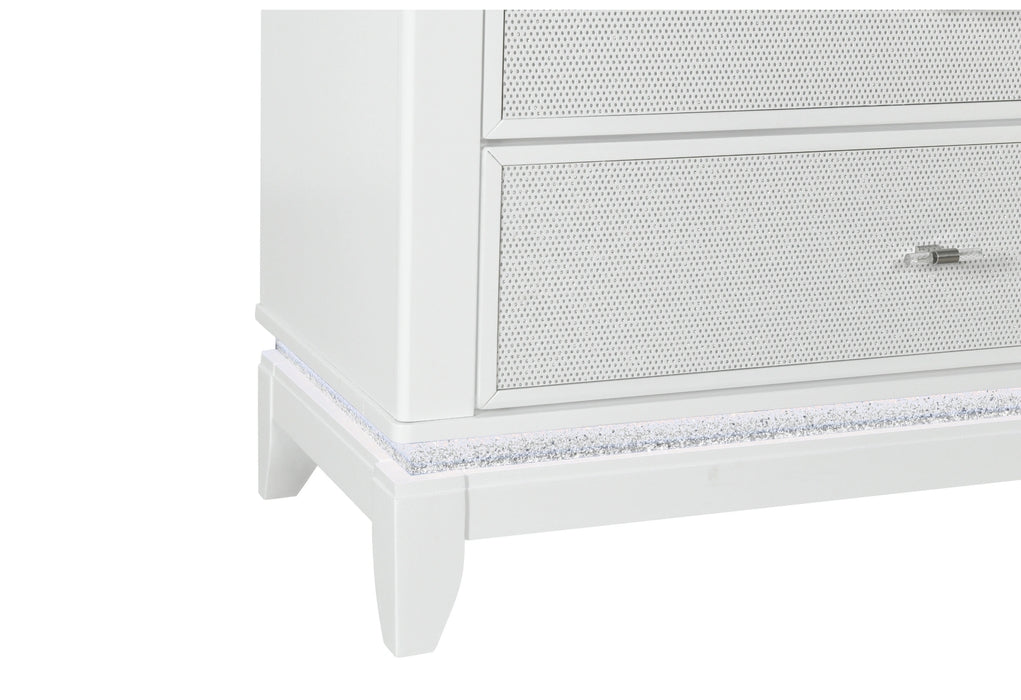 Alina White Nightstand with LED and USB