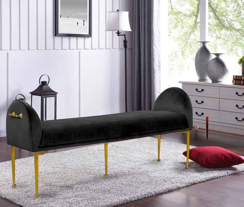 Owen Black Velvet Bench