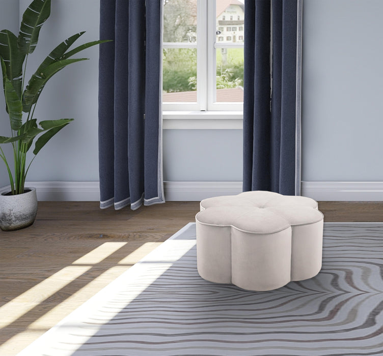 Daisy Cream Velvet Ottoman - D&N Furniture (PA)