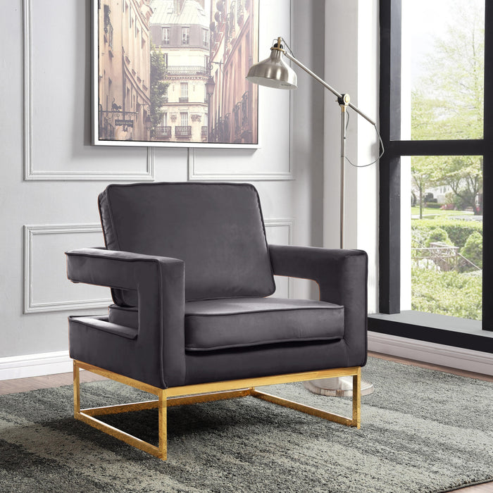 Noah Grey Velvet Accent Chair - D&N Furniture (PA)
