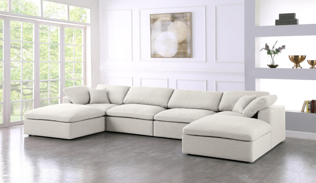 Serene Cream Linen Fabric Deluxe Cloud Modular Sectional