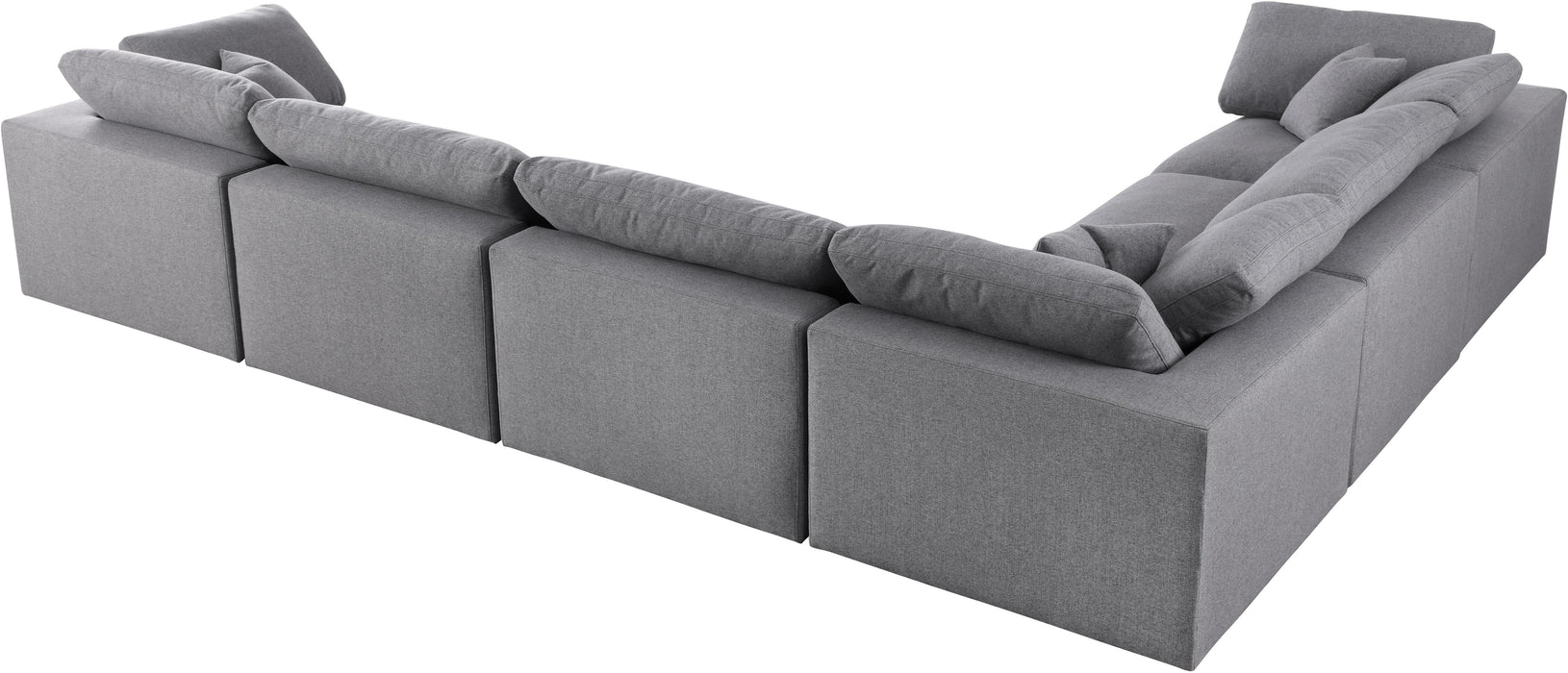 Serene Grey Linen Fabric Deluxe Cloud Modular Sectional