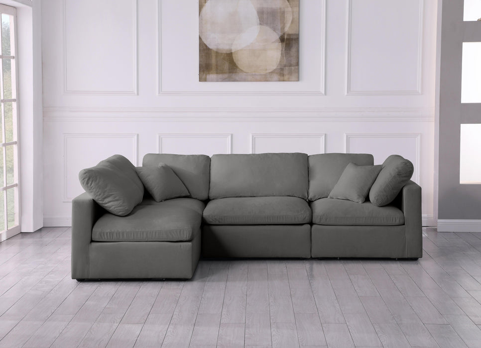 Plush Grey Velvet Standard Cloud Modular Sectional