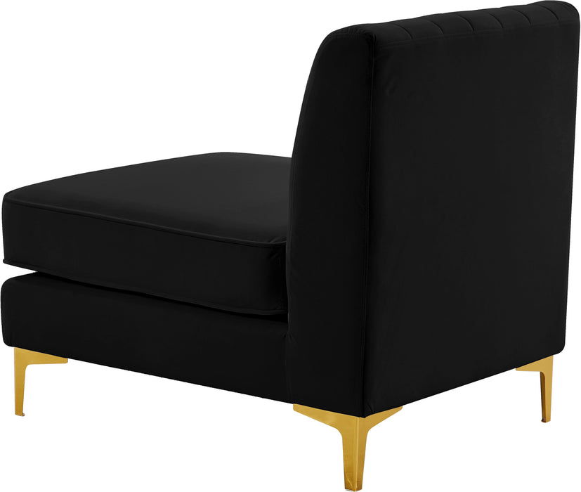 Alina Black Velvet Armless Chair