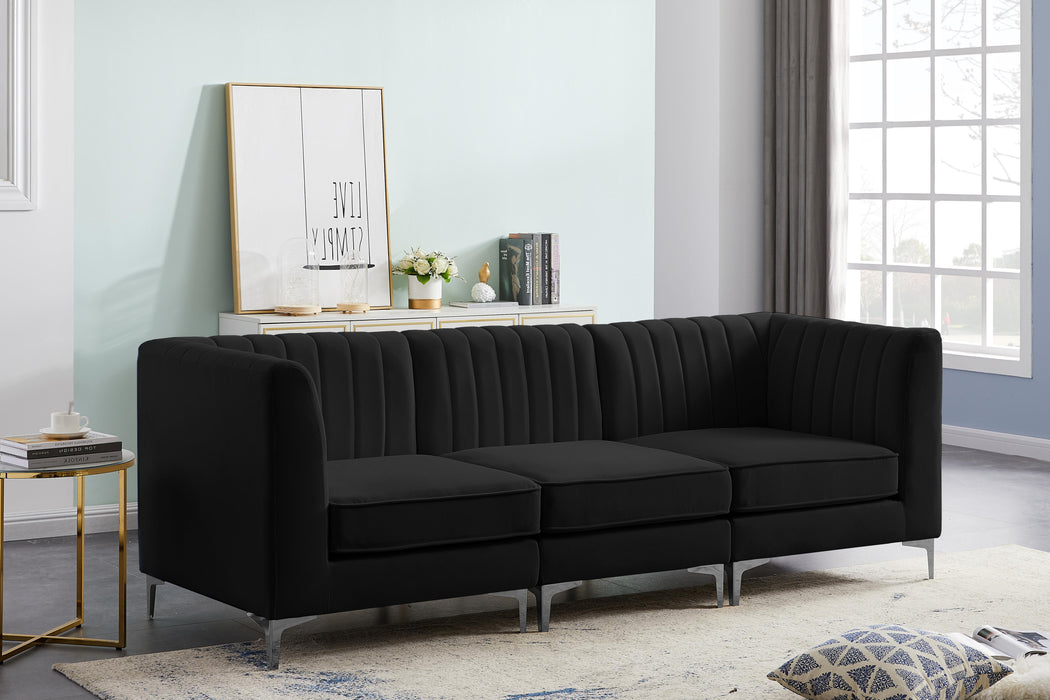 Alina Black Velvet Modular Sofa