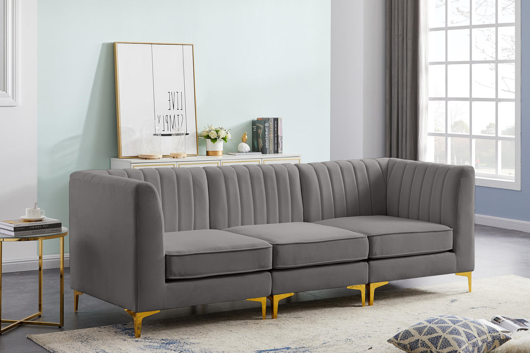 Alina Grey Velvet Modular Sofa - D&N Furniture (PA)