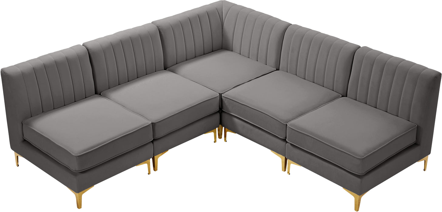 Alina Grey Velvet Modular Sectional - D&N Furniture (PA)