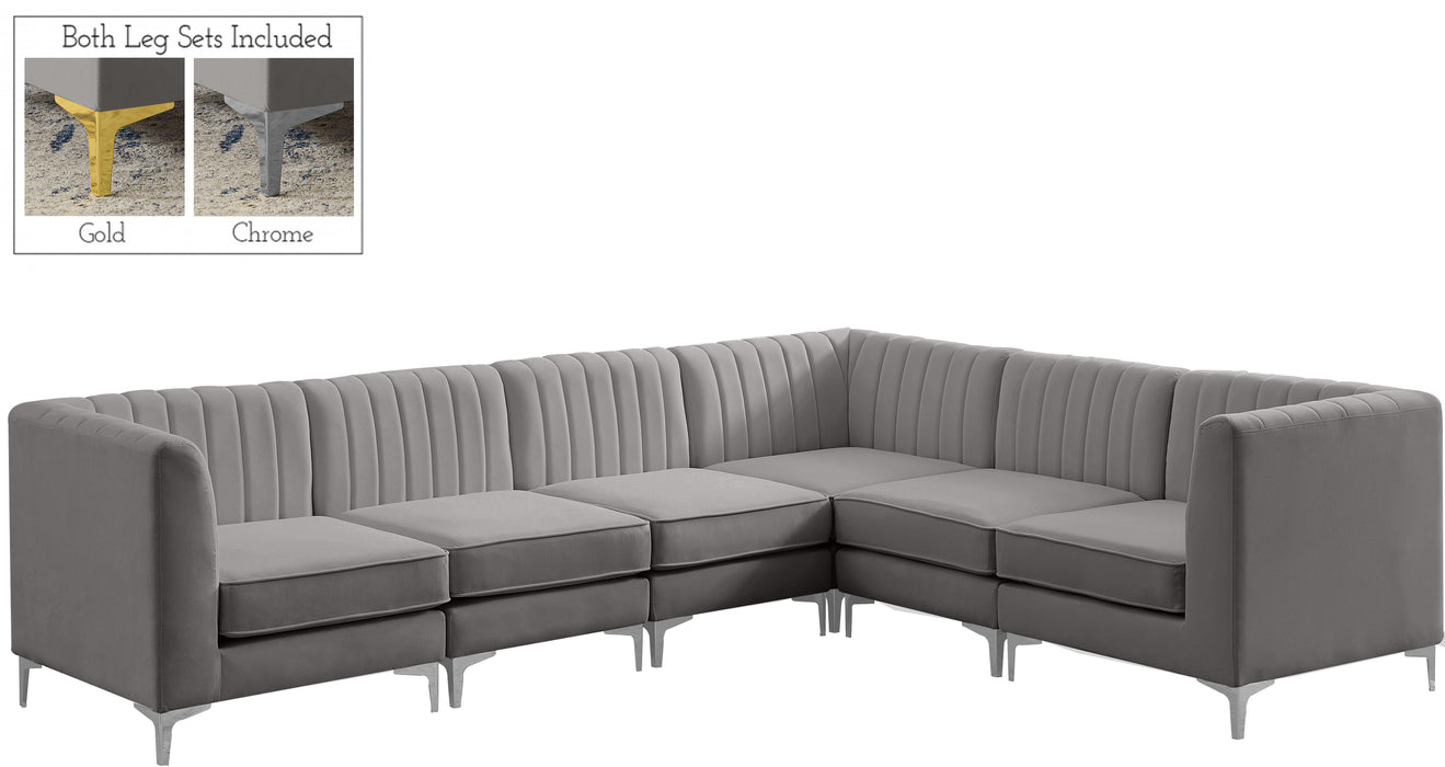 Alina Grey Velvet Modular Sectional - D&N Furniture (PA)