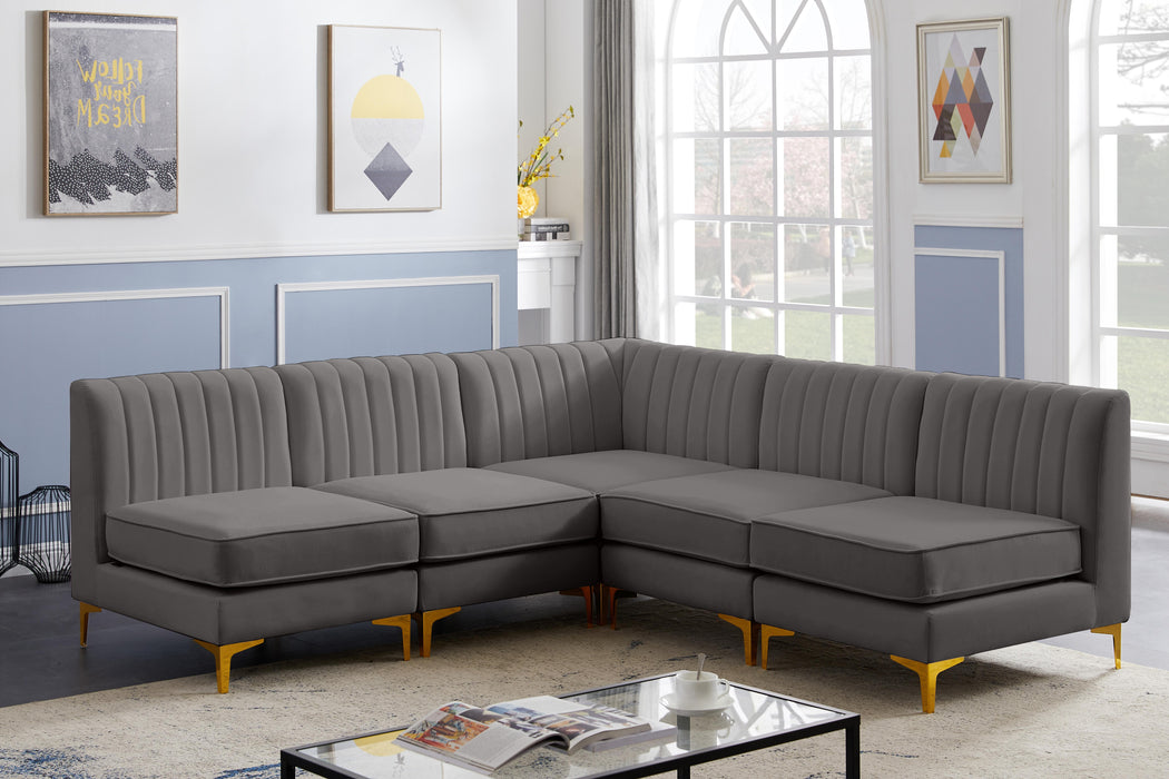 Alina Grey Velvet Modular Sectional - D&N Furniture (PA)