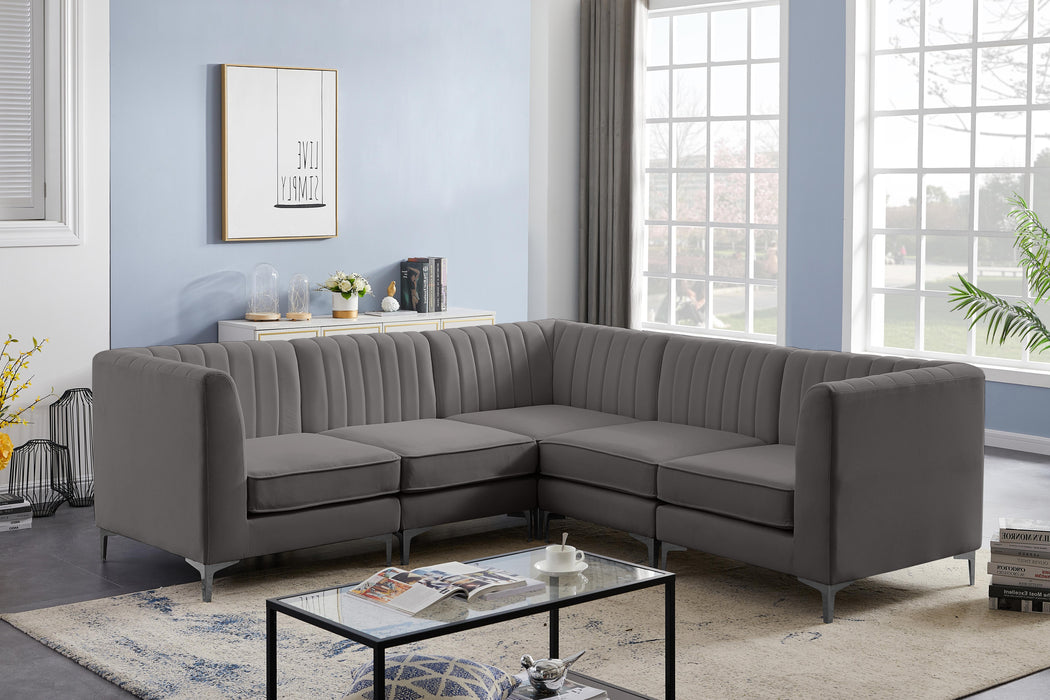 Alina Grey Velvet Modular Sectional - D&N Furniture (PA)