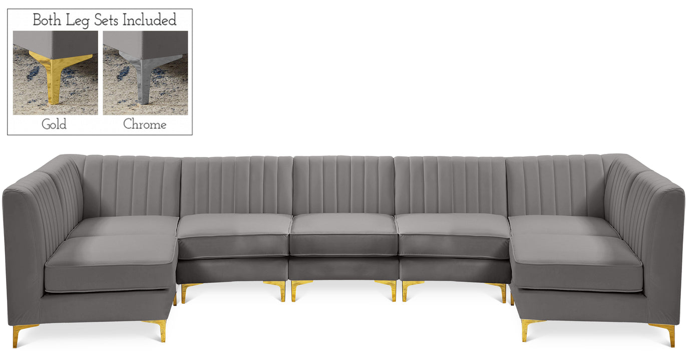 Alina Grey Velvet Modular Sectional - D&N Furniture (PA)