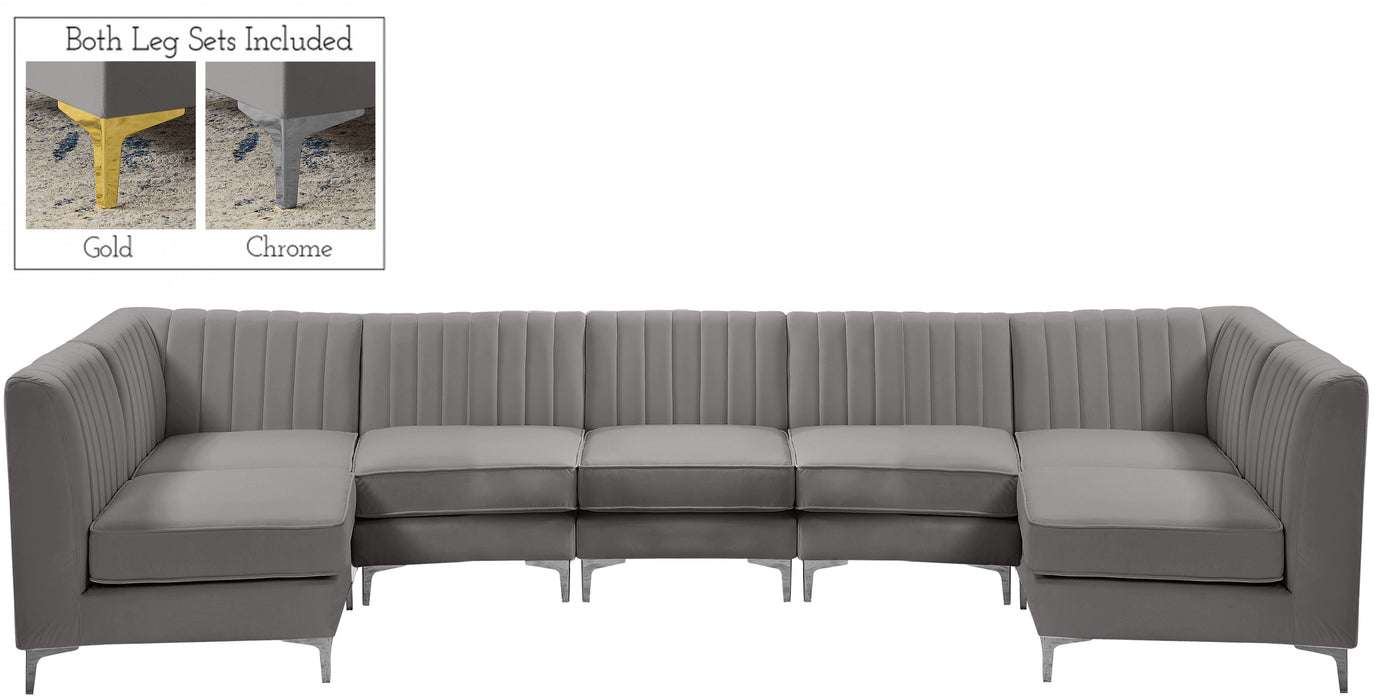 Alina Grey Velvet Modular Sectional - D&N Furniture (PA)