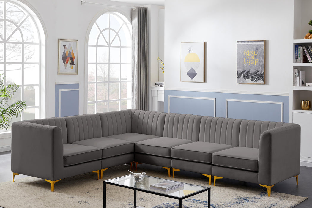 Alina Grey Velvet Modular Sectional - D&N Furniture (PA)