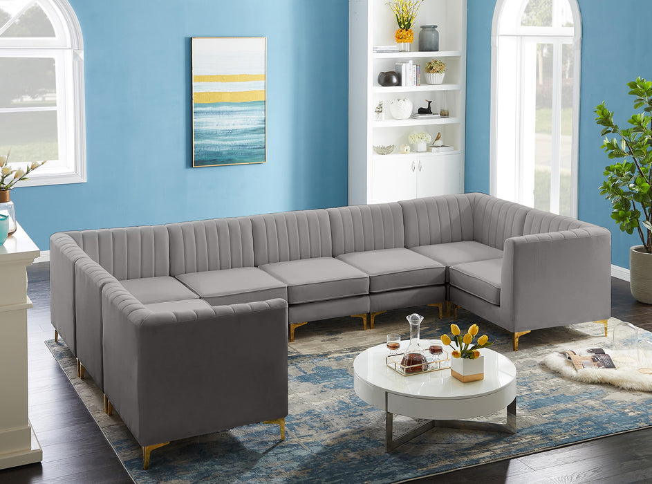 Alina Grey Velvet Modular Sectional - D&N Furniture (PA)