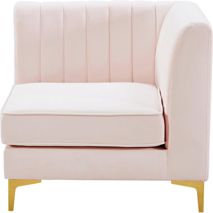 Alina Pink Velvet Corner Chair