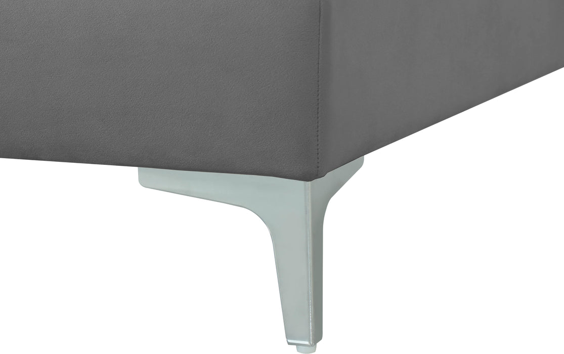 Julia Grey Velvet Modular Ottoman - D&N Furniture (PA)