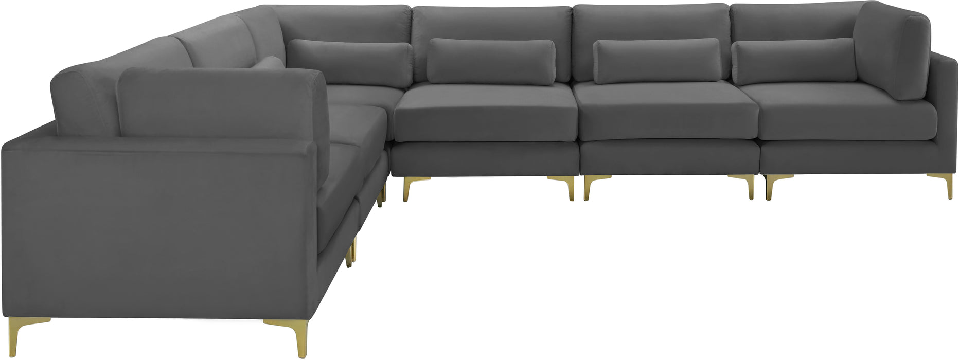 Julia Grey Velvet Modular Sectional (6 Boxes) - D&N Furniture (PA)