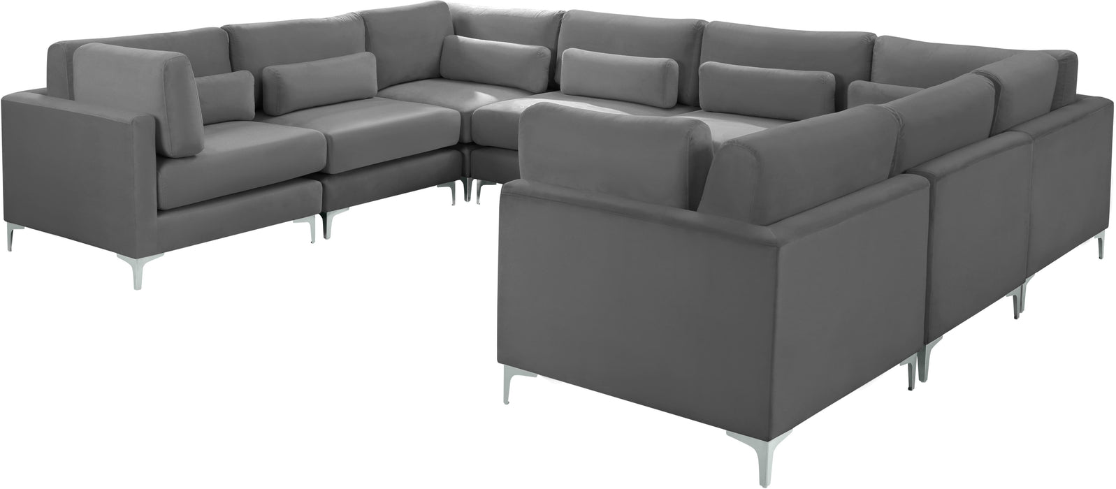 Julia Grey Velvet Modular Sectional (8 Boxes) - D&N Furniture (PA)
